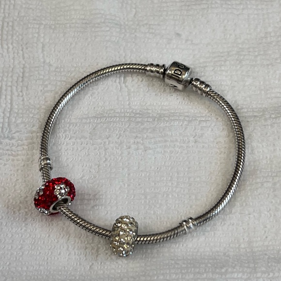 Pandora Jewelry - Pandora Silver Bracelet with Red and White Accents